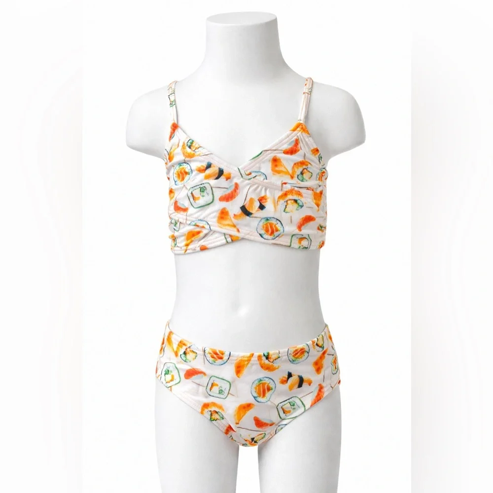 Submarine Boutique Toddler Girls Two-Piece Swimsuit w/Fun Sushi Print sz 3t 4T 6